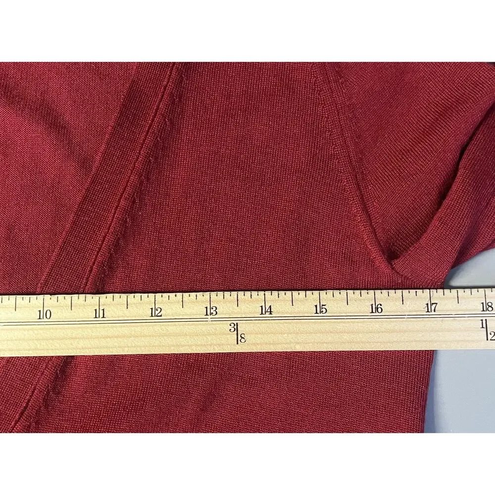 J Crew‎ Sweater Cardigan Womens XS Red 100% Merino Wool V Neck Pockets Buttons